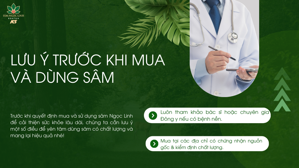 Một số lưu ý trước khi dùng sâm để đảm bảo sức khỏe.